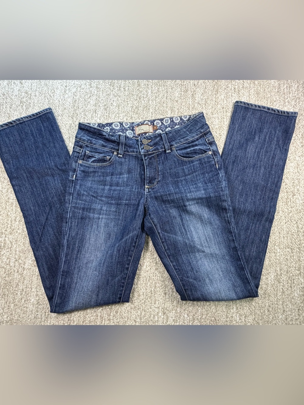 PAIGE Dark Indigo Boot Cut Jeans with Subtle Fading